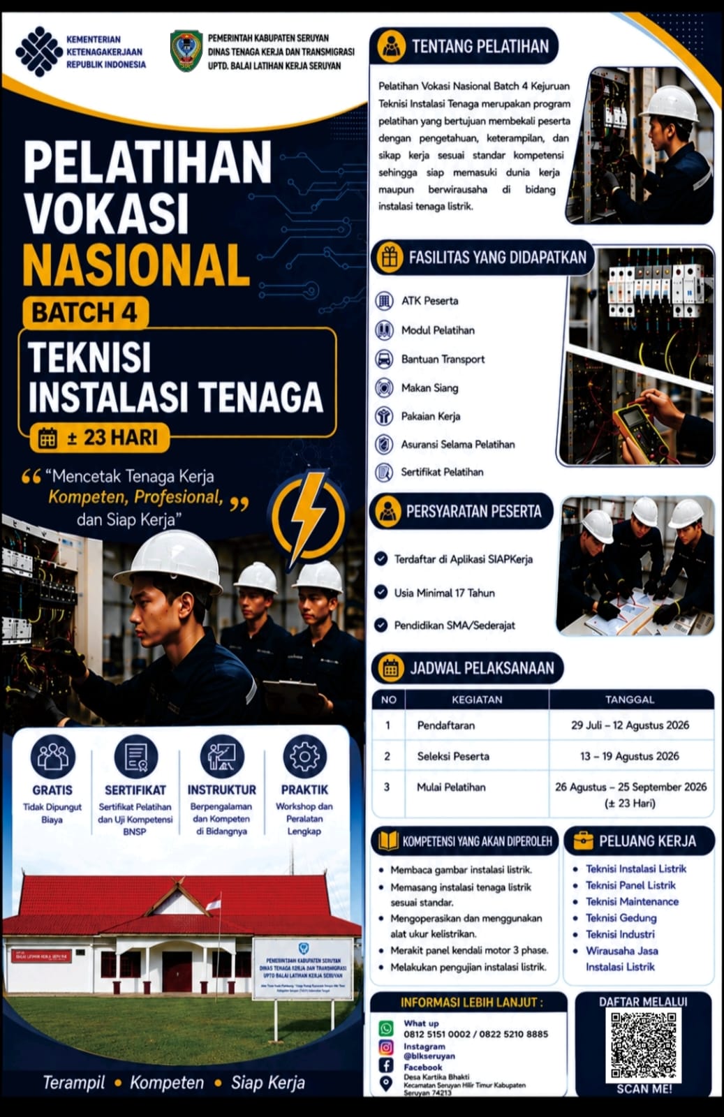 Pelatihan Vokasi Nasional Batch 4 Kejuruan Teknisi Instalasi Tenaga