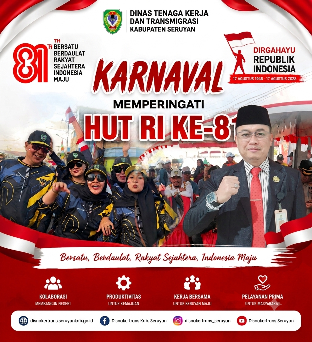 Meriahkan HUT RI ke-81, Disnakertrans Kabupaten Seruyan Tampil Antusias dalam Pawai Karnaval Kemerdekaan